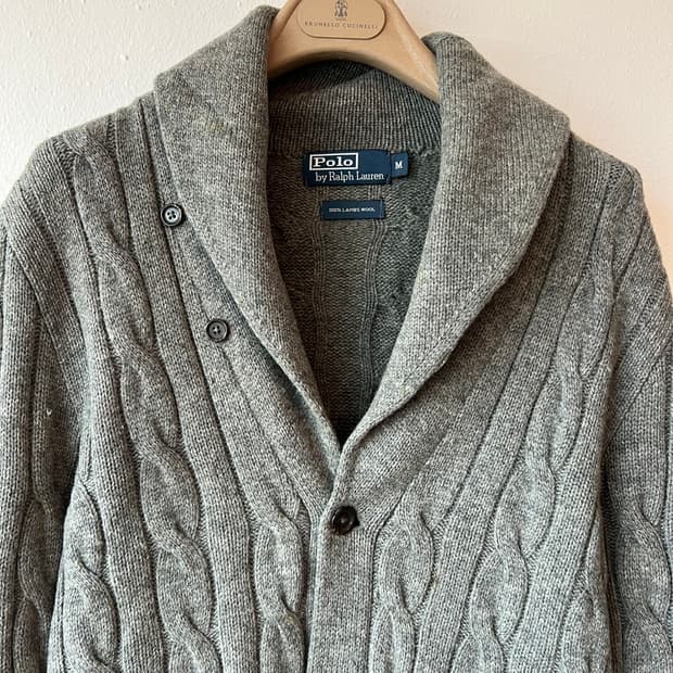 폴로랄프로렌 남성 그레이숄카라가디건 울가디건 케이블가디건
