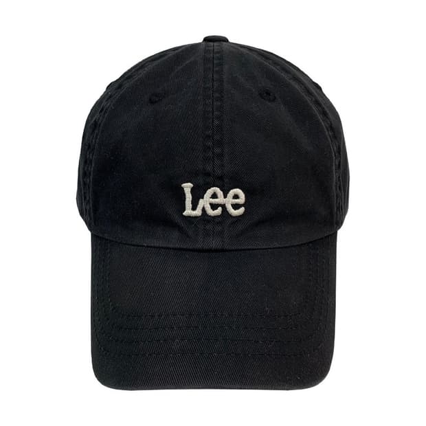 LEE 스몰 로고 코튼 커브 볼캡 블랙