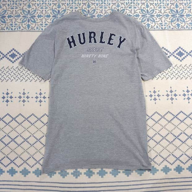 HURLEY 헐리 그레이 블랙 프린팅로고 코튼블렌드 반팔 티셔츠 M