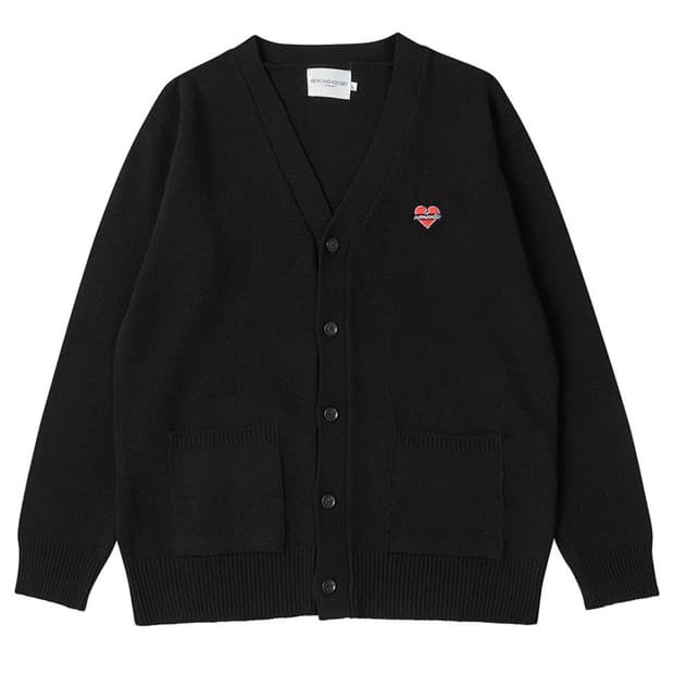 비욘드클로젯 노맨틱 베이직 램스 울 브이넥 가디건 블랙
