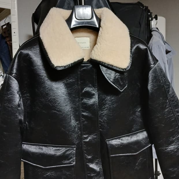 siyazu 시야쥬 봄버 무스탕 페이크레더 가죽 점퍼 겨울