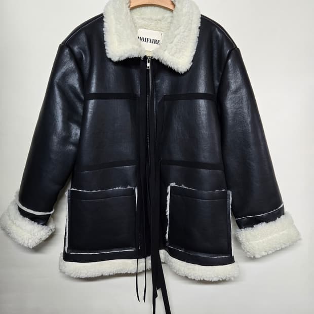 MOIFAIRE 리본 포인트 무스탕 자켓FREE