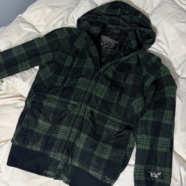 버커루 타탄체크 후드자켓