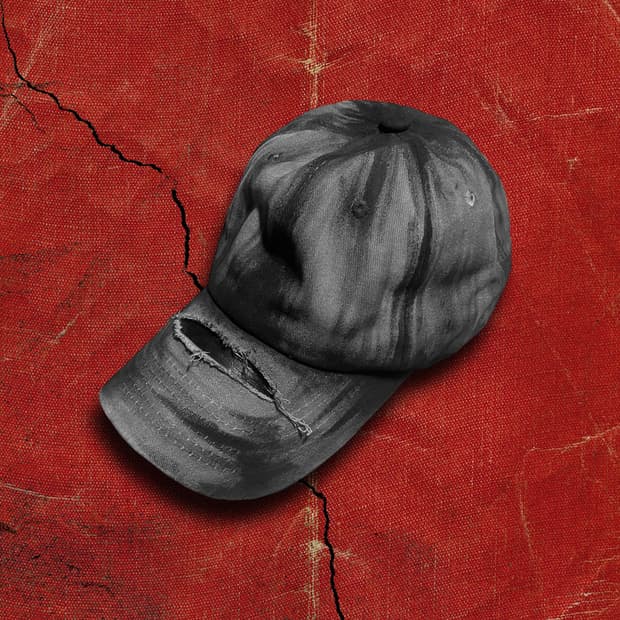 Japanese 90s 그런지 컷팅 워시드 페인티드 볼캡  그레이