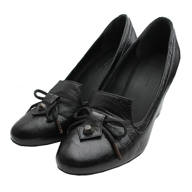 발렌시아가 블랙 스터드 웨지힐 슈즈 35