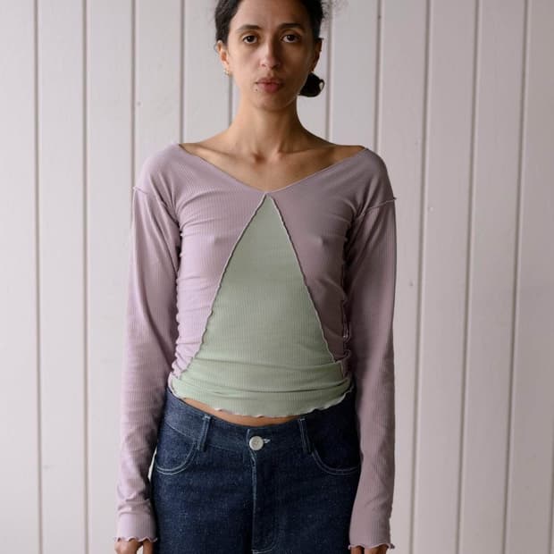 [S,M,L]베이스레인지 Phy 롱 슬리브리스 탑/벌비 퍼플