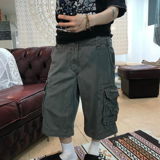 빈티지 연차콜 카고 반바지 