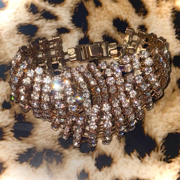 시부야 골드 큐빅 체인 뱅글 팔찌