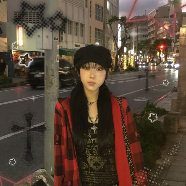 베이프 베이비마일로 작사 레드 체크 나나깔 펑크 후드집업