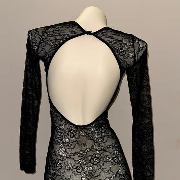 고스 빈티지 레이스 미니 롱슬리브  원피스 