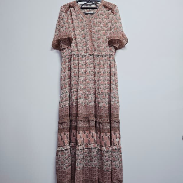 thursday island 플라워 패턴 롱 원피스 캉캉 스타일m