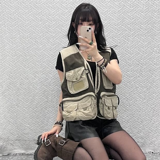 몽벨 유틸리티 밀리터리 사파리 헌팅 워크 조끼 L C10919