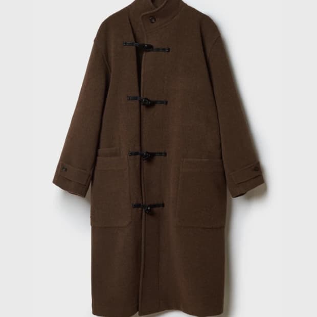 위즐리 오버핏 하이넥 더플코트_반다이크 브라운