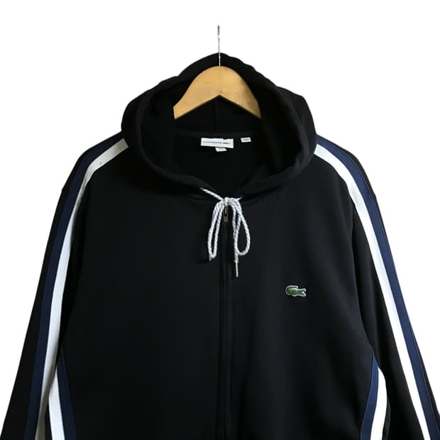 라코스테 검정 후드집업 자켓