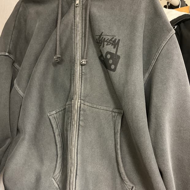 스투시 다이스 집 후드집업 블랙