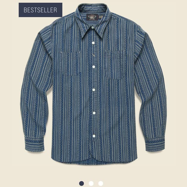 RRL 인디고 워크 셔츠 L
