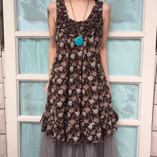 Flower pattern sleeveless onepiece