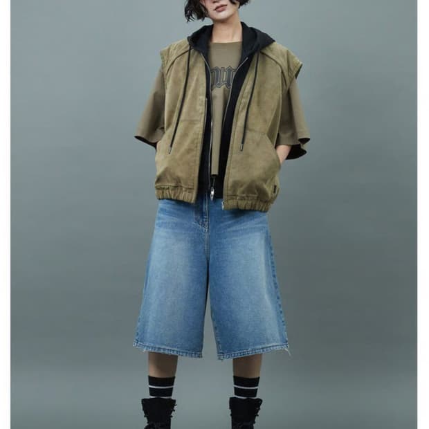 준지 데님 버뮤다 팬츠