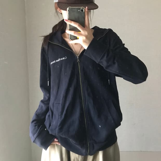 켈빈클라인 블랙 후드집업