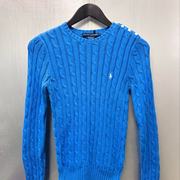 Ralph Lauren 랄프 로렌 비비드블루 색상 케이블 니트