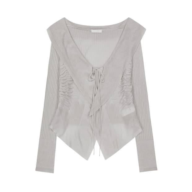 오호스 Ruffled Drape Cardigan 러플 드레이프 가디건