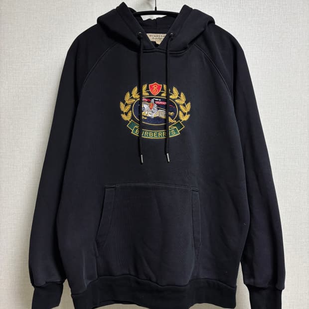 BURBERRY 빈티지 엠블럼 자수 로고 후디