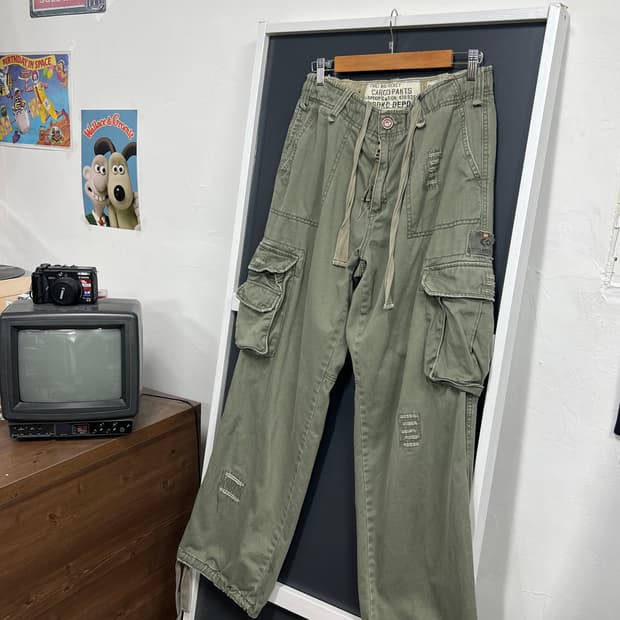 빈티지 그런지룩 멀티포켓 카키 카고팬츠