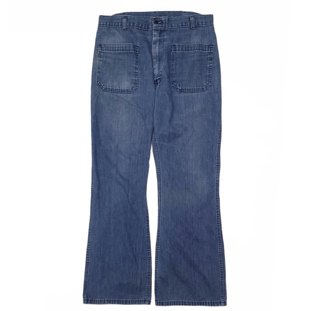 빈티지 navdungaree 해군 데님 플레어 팬츠 (32~33)