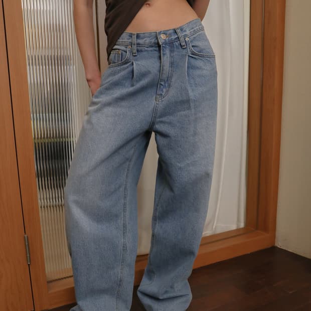 RHEME 리임 와이드 핀턱 데님 팬츠