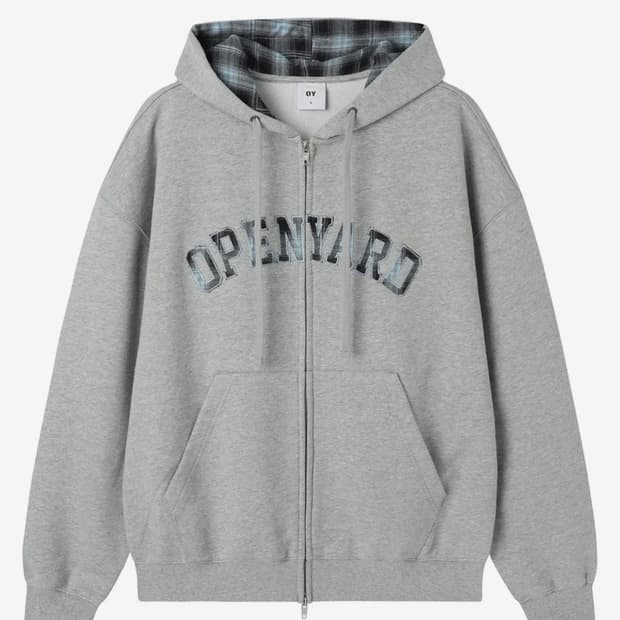 오와이 FLANNEL CHECK LOGO HOODIE ZIP UP - M