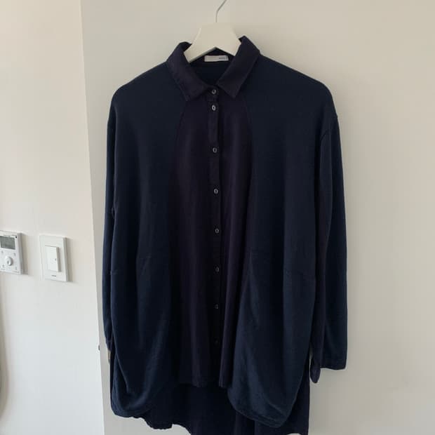 네이비 배색 셔츠