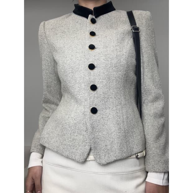 빈티지 울79% 그레이 자켓