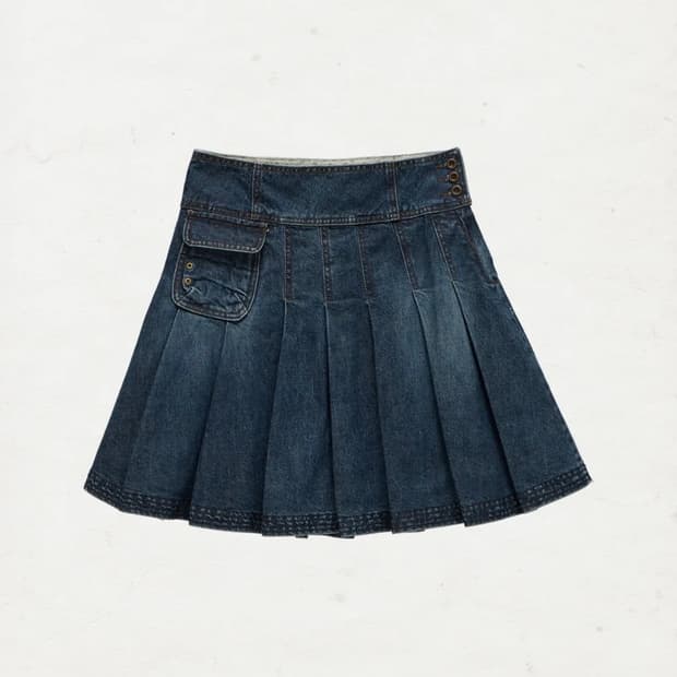 단델 DD four-stitch denim skirt (INDIGO)