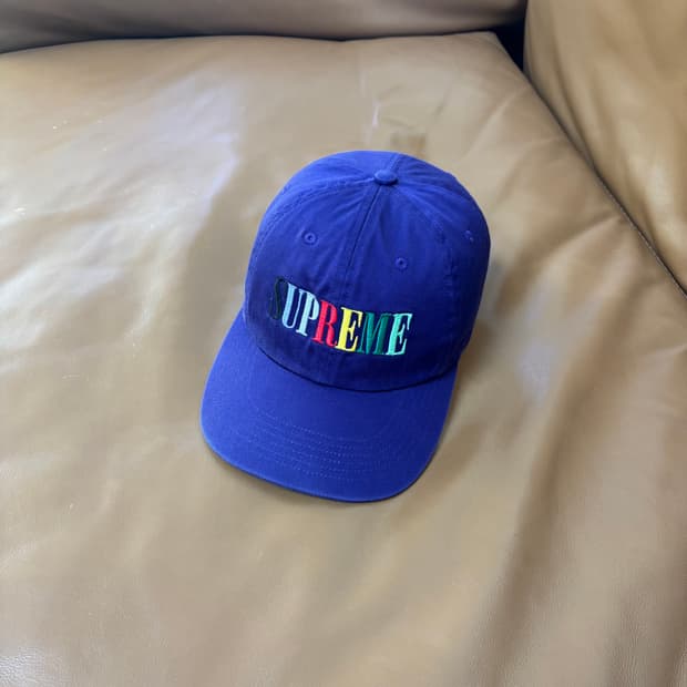 슈프림 6패널 볼캡 모자 멀티 컬러 로고 퍼플