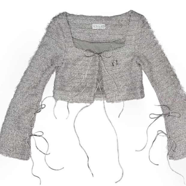 뉴얼린 썸머 트위드 크롭 가디건 그레이 Summer Tweed Crop 