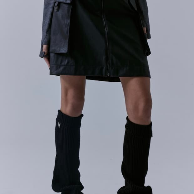 트리밍버드 2way leather cargo skirt