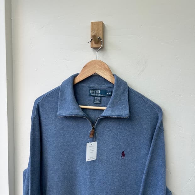 16279 - 폴로 랄프로렌 블루 반집업 니트