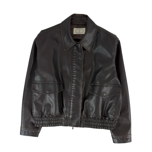 Chat de lama 가죽 봄버 자켓