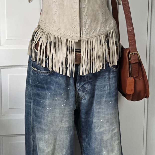 Tommy jeams 타미진스 보헤미안 빈티지 레더베스트