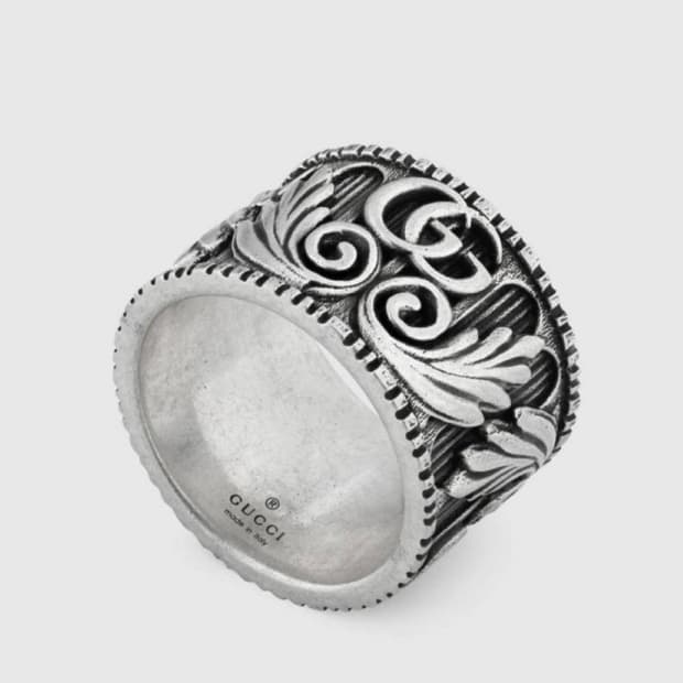 구찌 더블 G 스털링 실버 리프 링 반지
