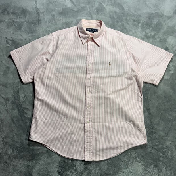 90s 폴로랄프로렌 두산생산 블레이크핏 핑크 반팔 셔츠