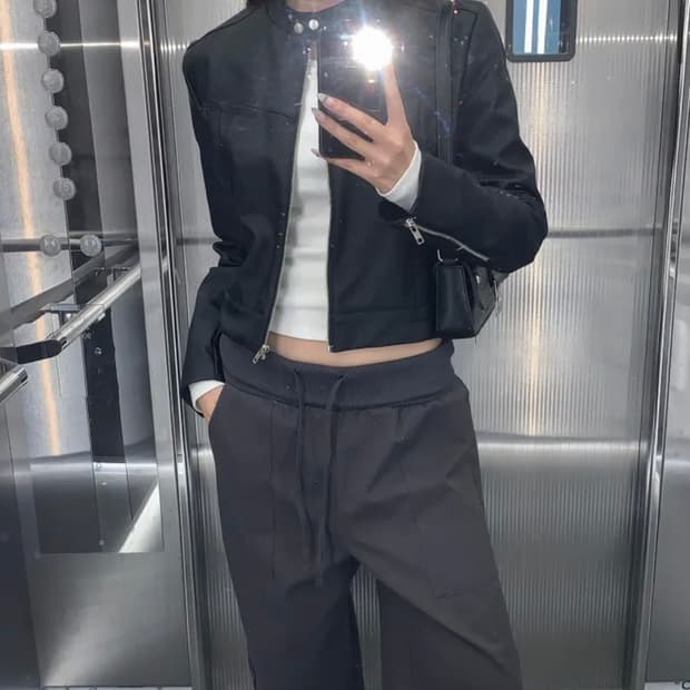 하몽 Mark leather jacket