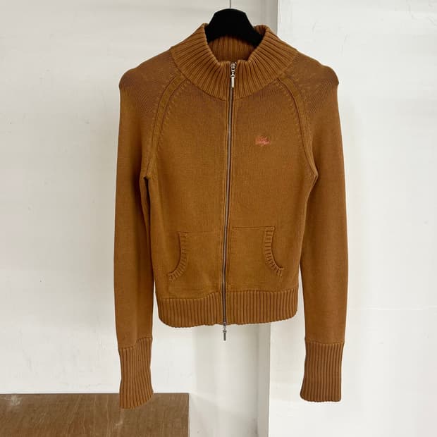 폴로 진스 컴퍼니 브라운 하이넥 니트 집업 