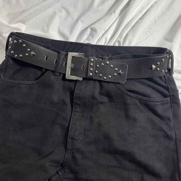 빈티지 스터드 레더 벨트 y2k