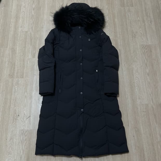 와이드앵글 여성 골프웨어 라쿤퍼 후드 구스다운 롱패딩 M/95 