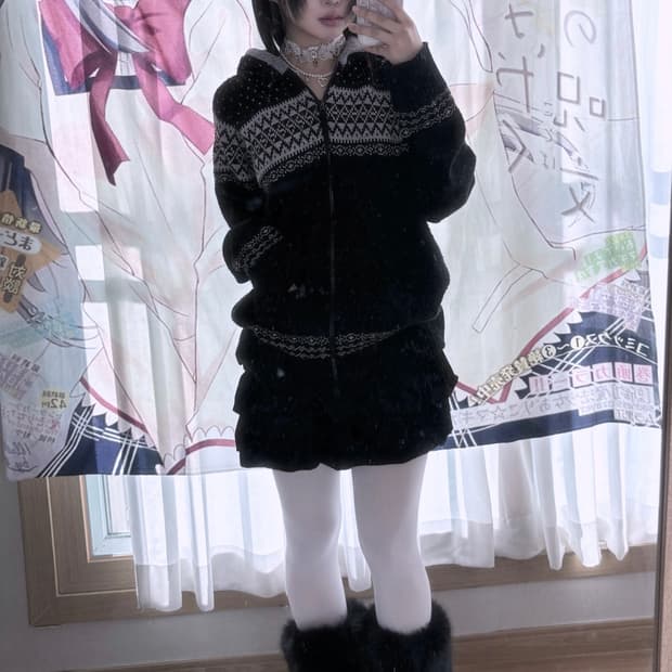 노르딕 니트 후드집업