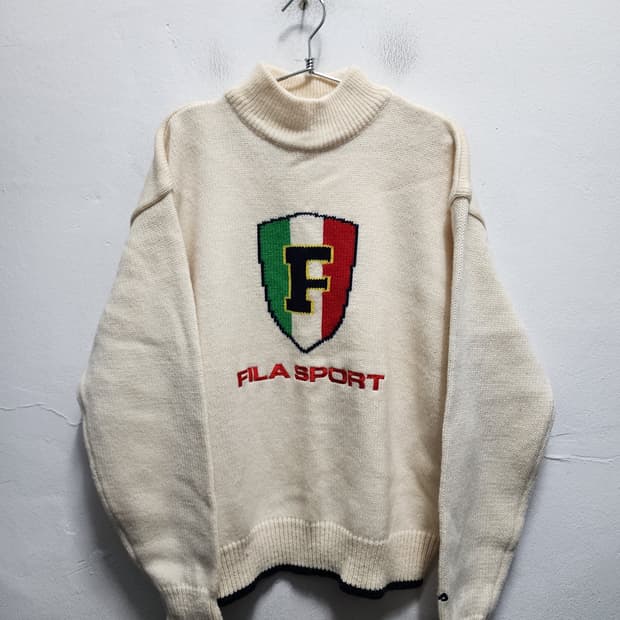 휠라 FILA wool100 아이보리 니트 스웨터