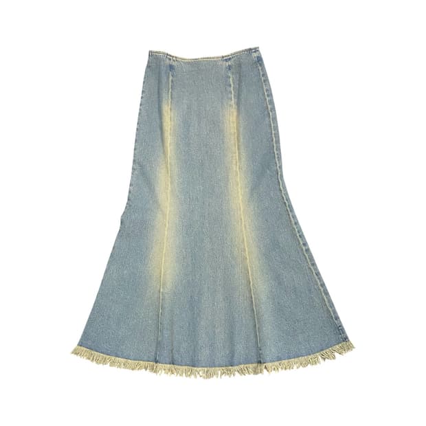 Japanese vtg 워싱 데님 머메이드 스커트