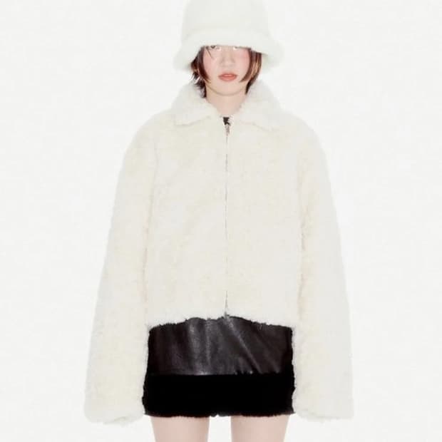 유희 YOUHEE SHEARING FUR JACKET IVORY