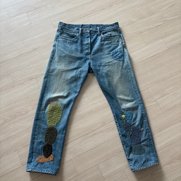 캐피탈 선인장 자수 데님 34